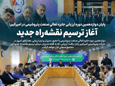 به گزارش برداشت اقتصادی به نقل از روابط عمومی و امور بین‌الملل شرکت پتروشیمی امیرکبیر، دوازدهمین دوره جایزه تعالی صنعت پتروشیمی، بعدازظهر امروز با حضور مدیران، رؤسا، کارشناسان و تیم ارزیابی، در سالن جلسات مجتمع پتروشیمی امیرکبیر به پایان رسید.